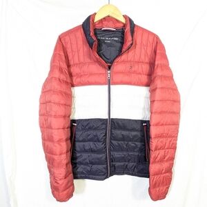 Men's Tommy Hilfiger Red, White & Blue Packable Jacket Lightweight Warm Winter L